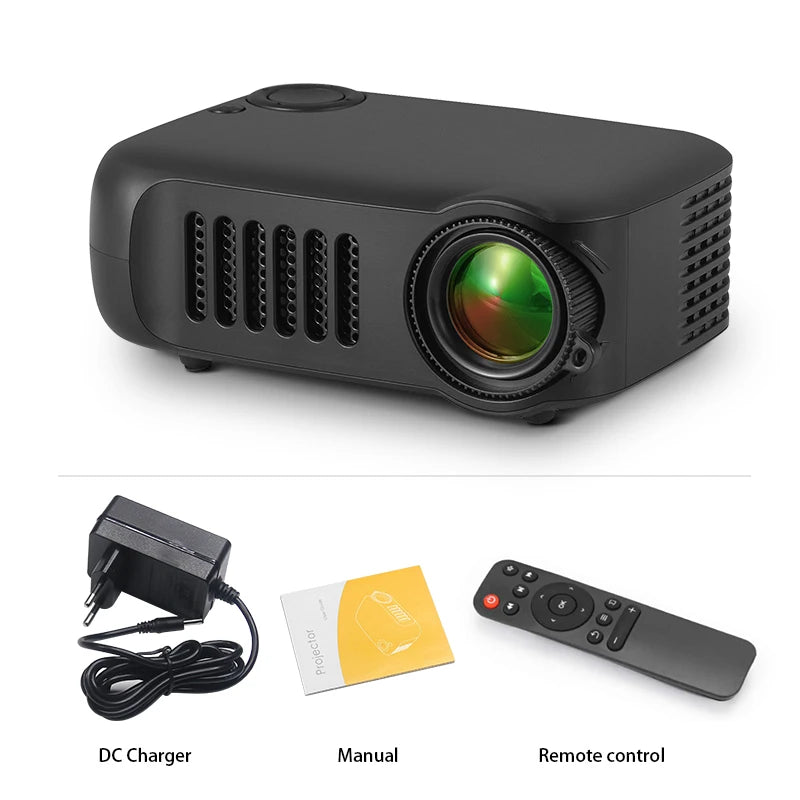 Projecteur portable HD avec télécommande, chargeur et manuel - Gadgets high-tech