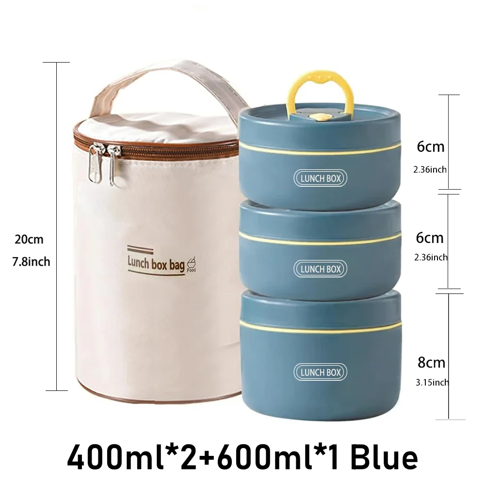 Ensemble de récipients à déjeuner isolés portables avec boîte à déjeuner thermique 3 récipients à déjeuner empilables séparés pour enfants adultes