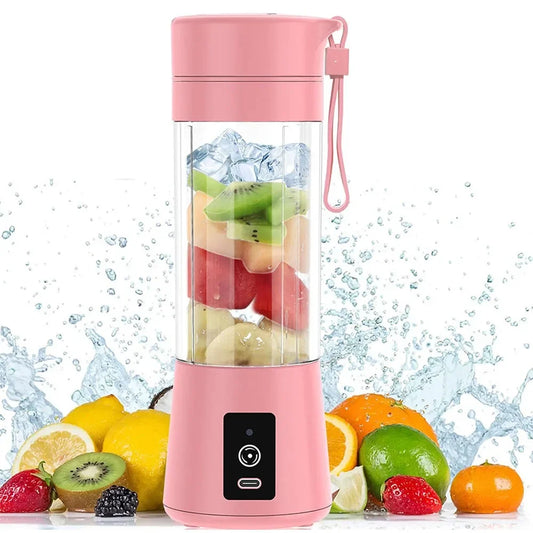 Mixeur portable rose pour smoothies et jus de fruits frais, idéal pour une vie active et saine