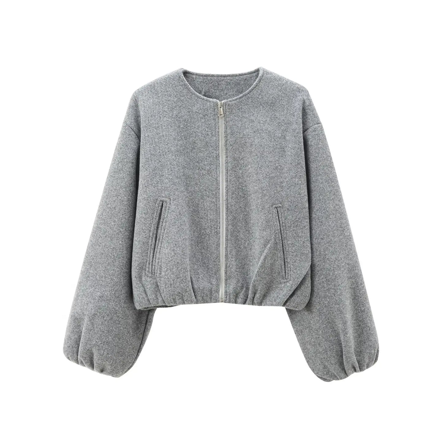 Blouson aviateur rétro à manches longues pour femmes, manteau à col rond, ourlet élastique, fermeture éclair, mode féminine, doux, automne, hiver