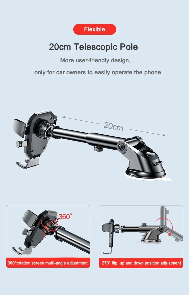 NOUVEAU Support de téléphone universel pour voiture à ventouse 360° °   Support de téléphone portable pour tableau de bord de voiture, compatible avec iPhone, Samsung, Xiaomi