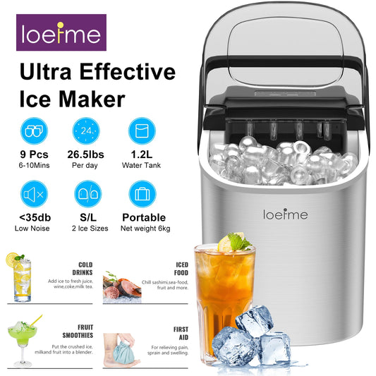Machine à glaçons portable Loeime, fabrication rapide de glaçons pour boissons fraîches et aliments glacés