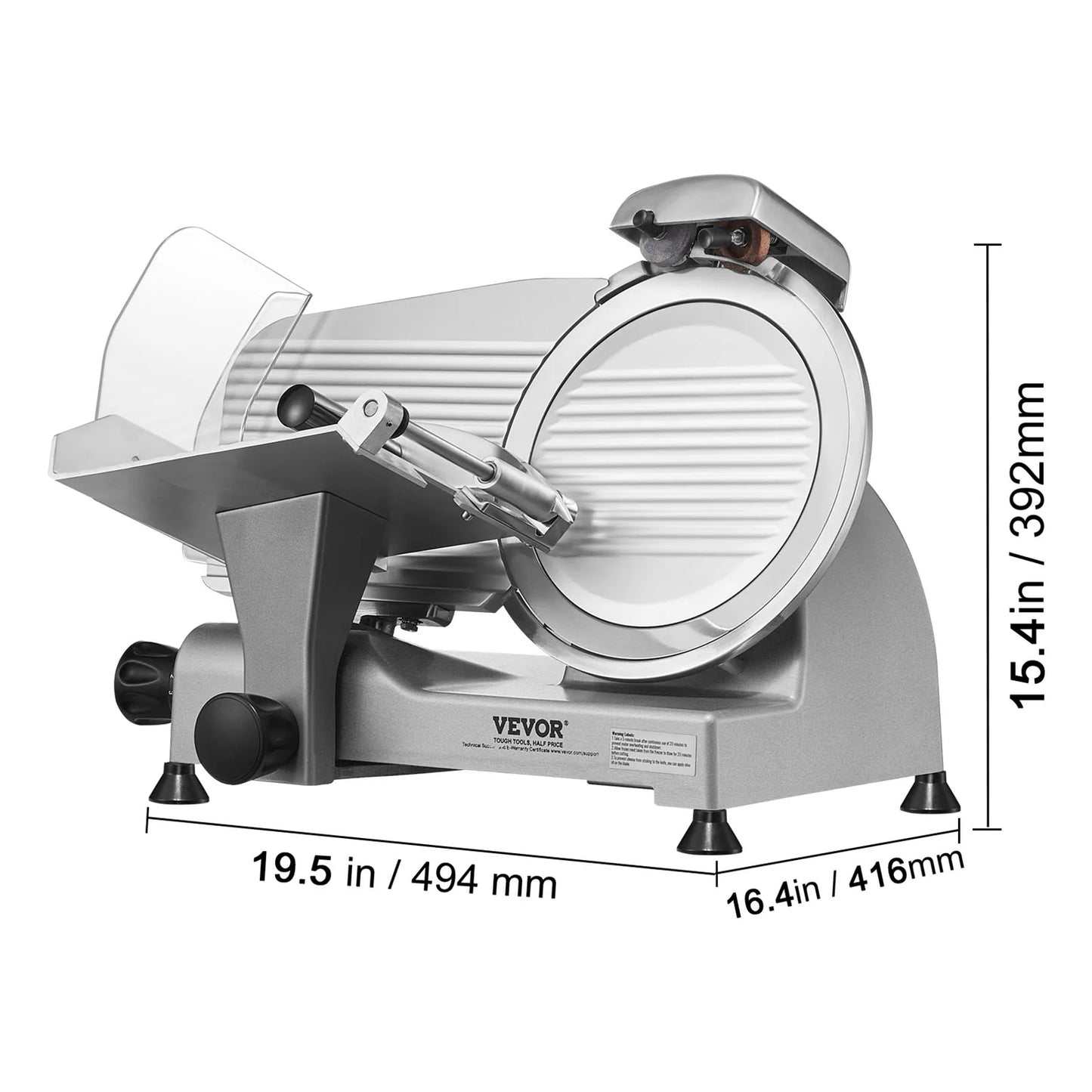 VEVOR Trancheuse Électrique Commerciale 200 W Trancheuse à Jambon Lame 203 mm 350-400 tr/min Trancheuse Charcuterie en Acier Inoxydable et Alu pour Couper en Tranches Viande Fromage Légumes Fruits