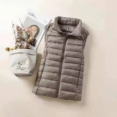 Nouveau Gilet Ultra Léger en Duvet pour Femme 2026 – Veste Sans Manches Slim Portable Coupe-Vent Légère pour Fille