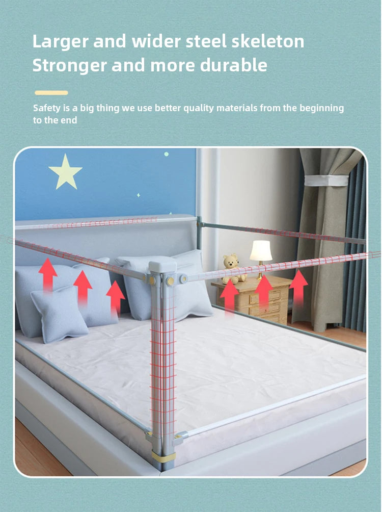 Barrière de sécurité pour lit enfant en acier robuste, design large et durable, idéale pour la chambre d'enfant