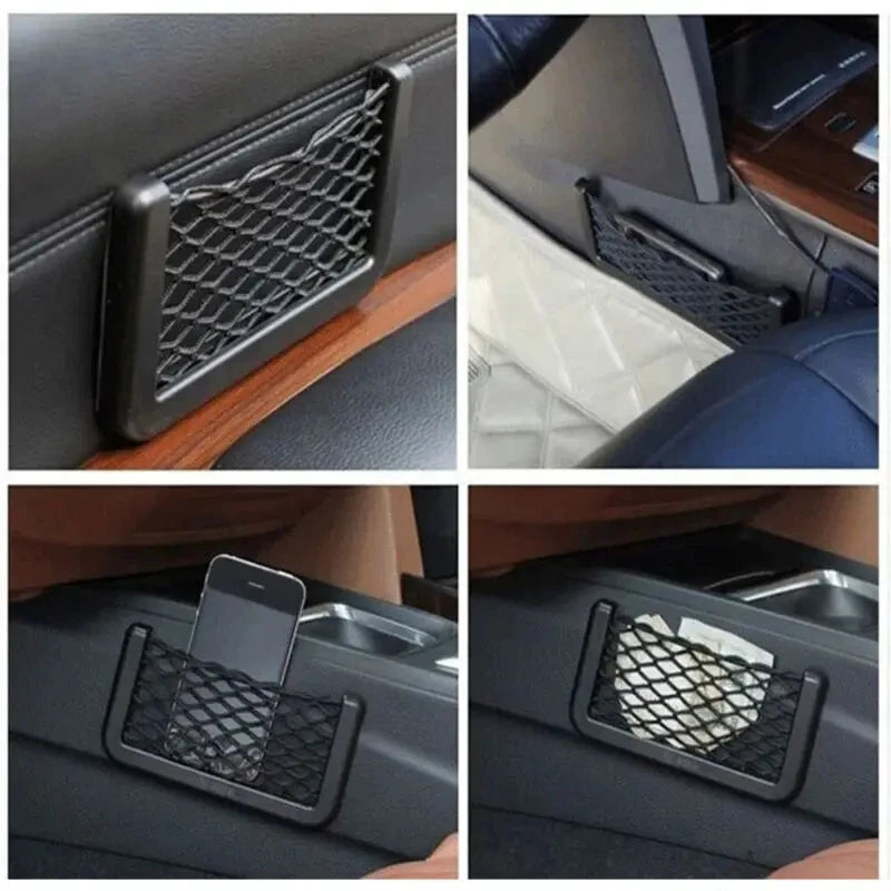 Sac de rangement en maille pour articles divers, côté siège Auto, intérieur arrière, sac de rangement pour téléphone, filet de poche, sac de rangement pour voiture, filets élastiques et flexibles