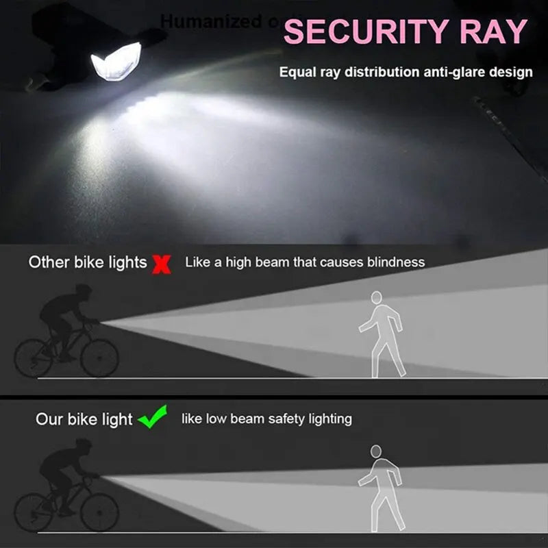 Phare vélo LED sécurité anti-éblouissement, faisceau bas pour éclairage sûr la nuit