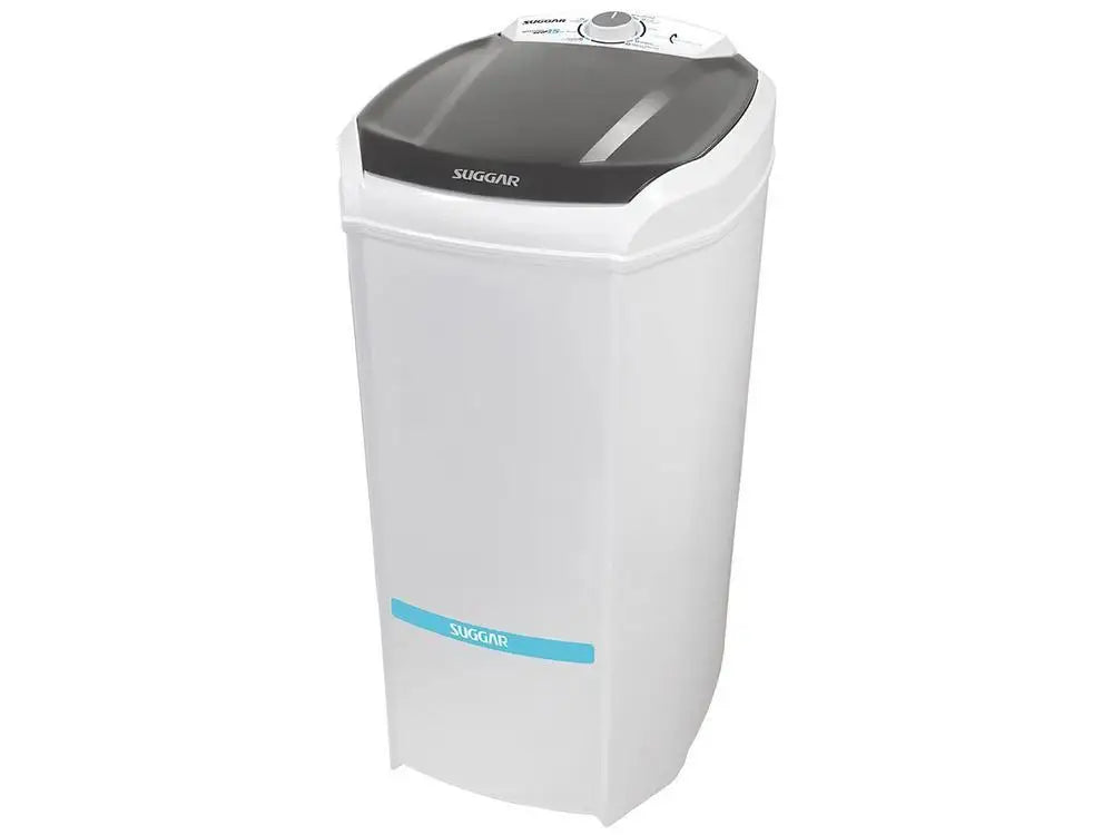Lave-linge portable SUGGAR compact, blanc et gris, idéal pour petits espaces ou voyages