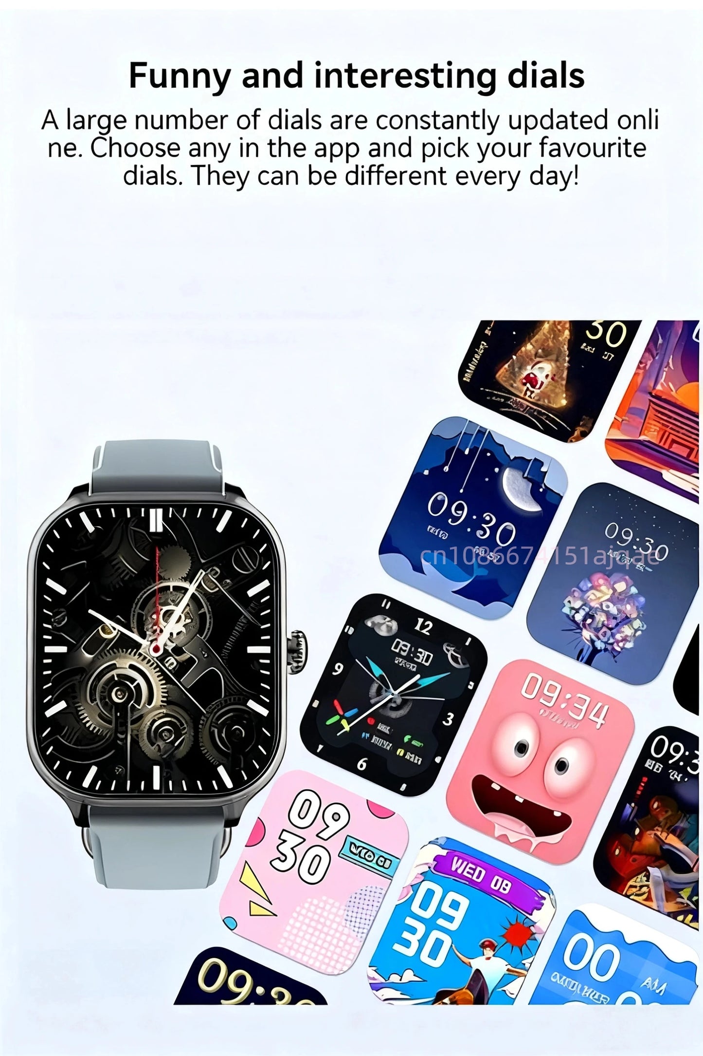 Montre connectée HOMEFISH C20, écran HD de 1.77 pouces, appel Bluetooth, alerte de message, mode sport, montre connectée pour hommes et femmes