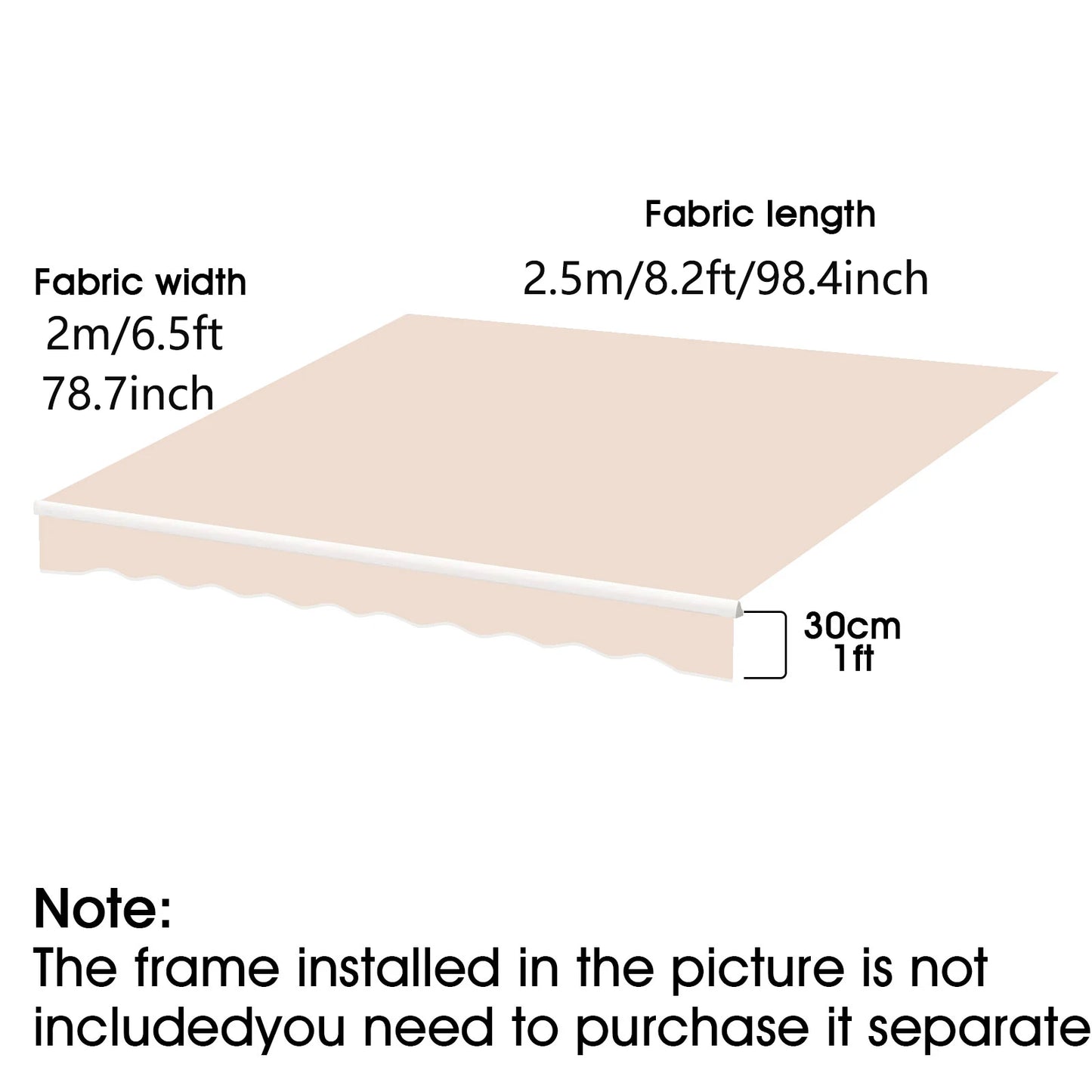 Toile de projection 2m x 2,5m, 30cm d'épaisseur, cadre non inclus, idéale pour home cinéma