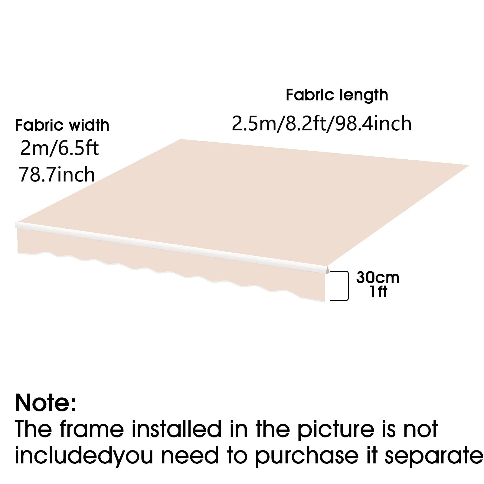 Toile de projection 2m x 2,5m, 30cm d'épaisseur, cadre non inclus, idéale pour home cinéma