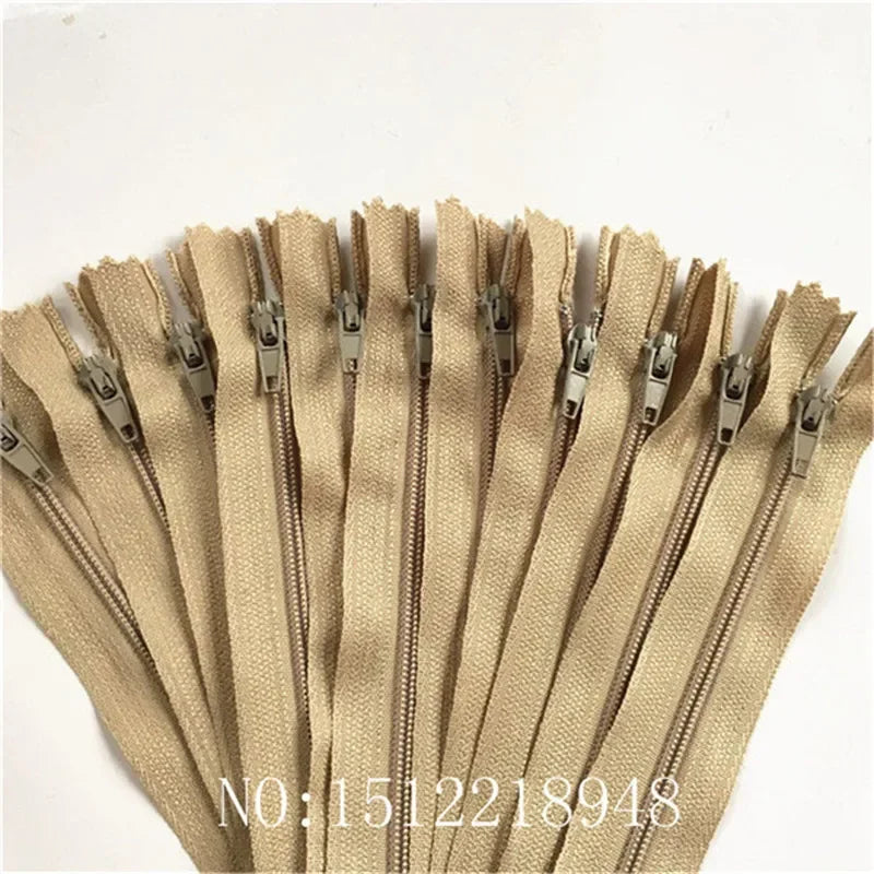 Fermetures éclair beige en tissu, accessoires couture et bricolage, qualité durable