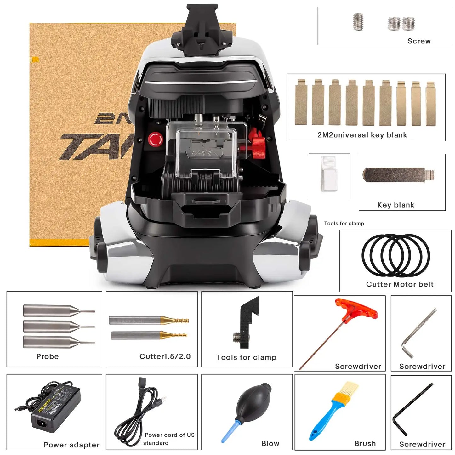 2M2 TANK 2 Pro TANK II Pro avec batterie et pour Ford Clamp FO21 clé CNC Machine à clés