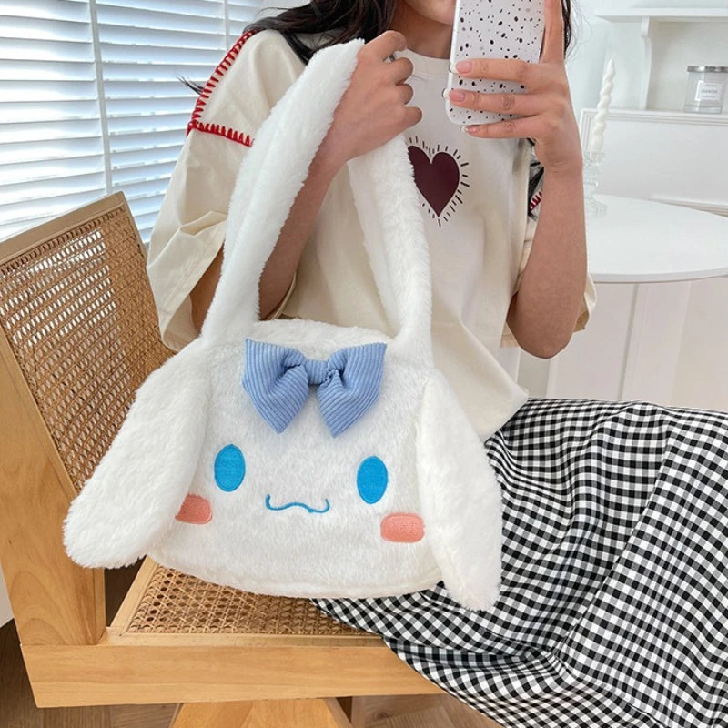 Sanrio mignon doux polyvalent grande capacité en peluche sac à bandoulière femme nouveau Kulomi sac à main dessin animé sac en peluche sac de messager