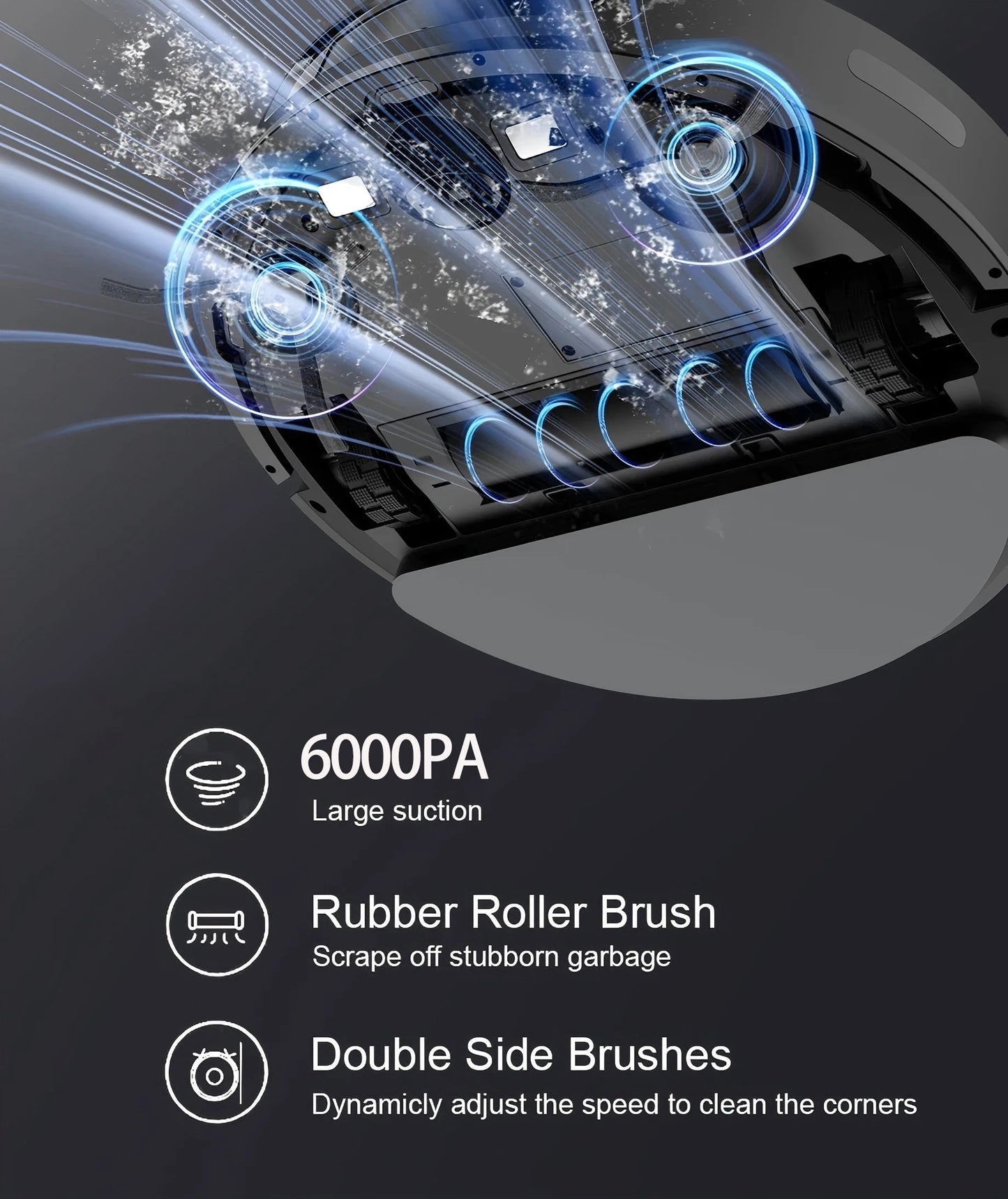 Robot aspirateur combiné serpillière, aspiration robotisée 6000PA, contrôle WiFi/voix, recharge automatique, poils d'animaux pour le nettoyage domestique robotisé