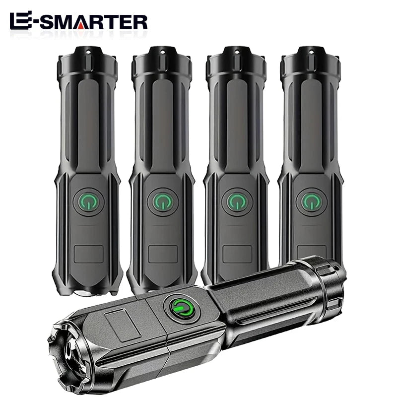 Lampe torche LED E-SMARTER, rechargeable, design robuste, lumière verte, idéale pour camping ou secours