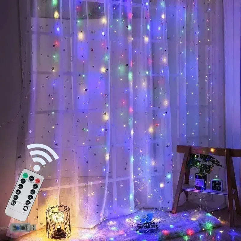 Guirlande lumineuse étoilée avec télécommande, ambiance magique pour chambre ou décoration intérieure