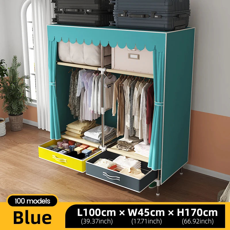 Grande armoire en tissu, organisateur de placard Portable, armoire de rangement multicouche anti-poussière pour salle de location ou chambre à coucher