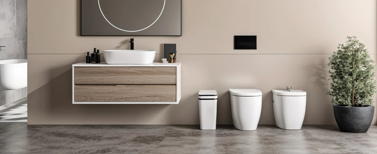 ONEKA poubelle mince automatique pour espace de salle de bain poubelle activée par capteur de mouvement avec couvercle couche poubelle intelligente cuisine bureau