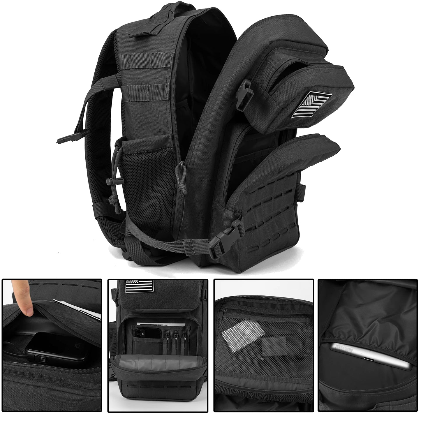 25L sac à dos tactique sac de plein air sac à dos de fitness sac à dos MOLLE femmes/hommes randonnée sac à dos de survie hommes double porte-gobelet