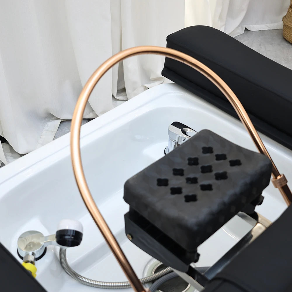 Lit de lavage de cheveux XinSheng pour salon de coiffure, table de massage thaïlandaise, mobilier commercial pour barbier avec bassin de bain de pieds