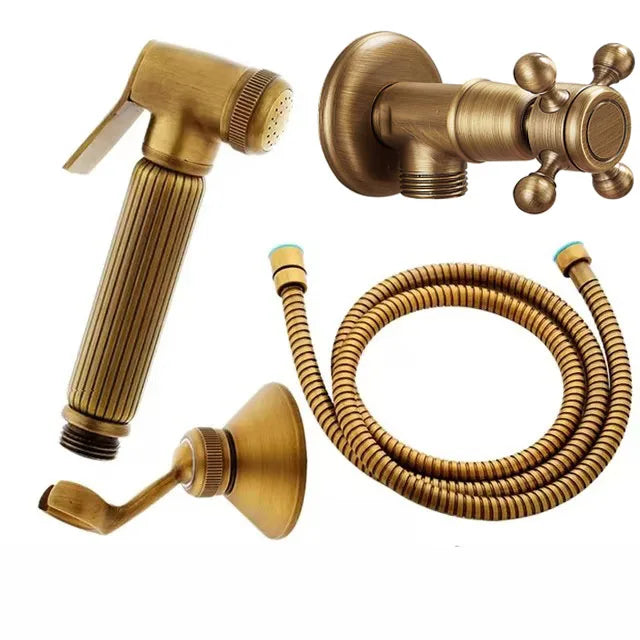 Ensemble de douche de bidet en laiton antique, pulvérisateur de bidet en cuivre, toilettes