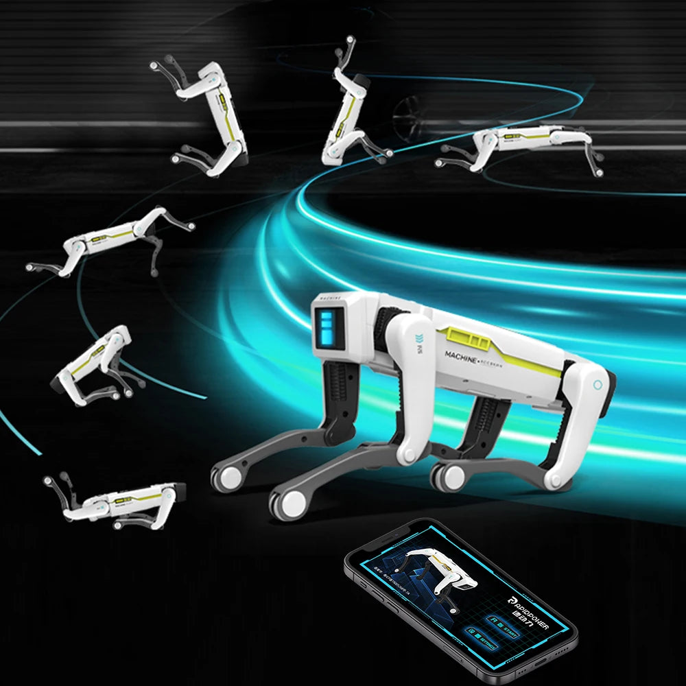 Robot chien intelligent télécommandé via smartphone, gadget high-tech avec mouvements dynamiques et écran LED