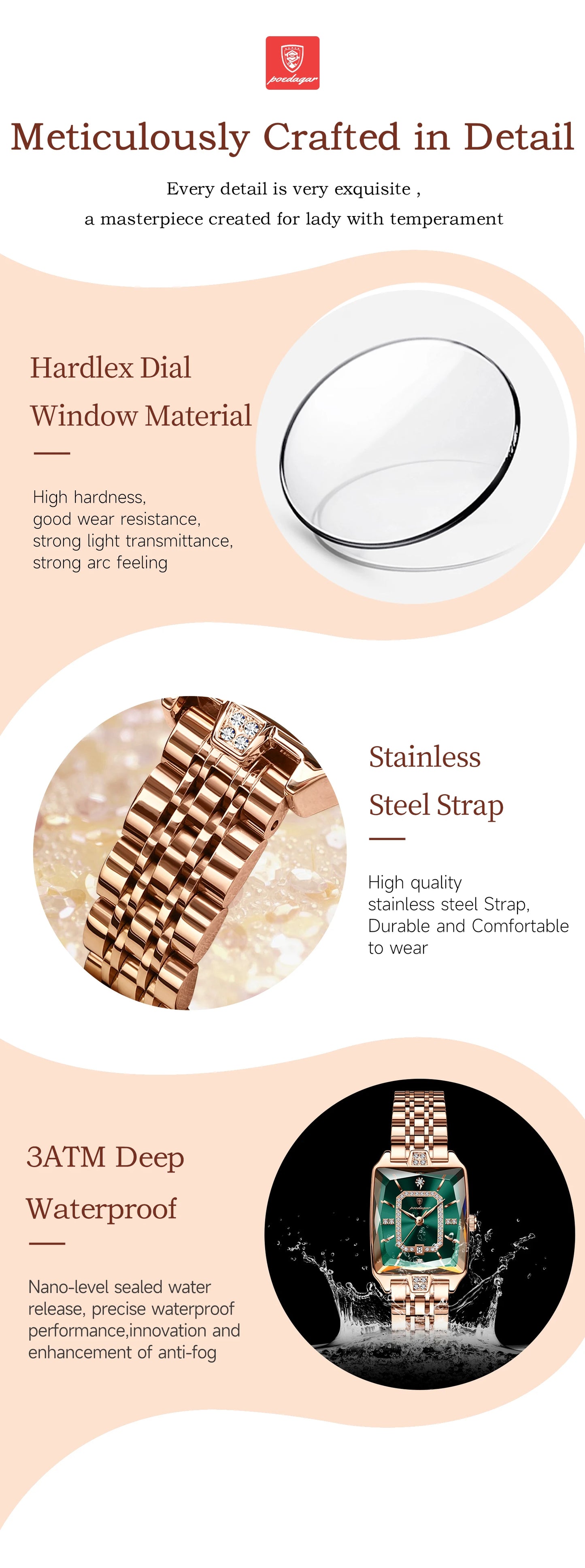 POEDAGAR luxe femme montre étanche Date haute qualité décontracté dames montre-bracelet en acier inoxydable Quartz élégant femmes montres