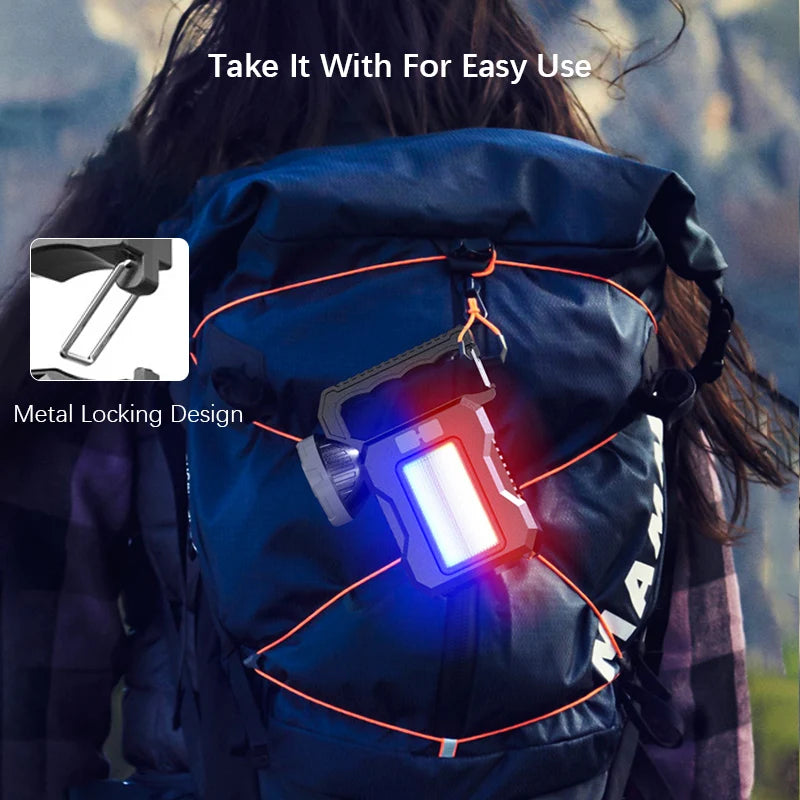 Lampe de poche solaire Portable puissante et Rechargeable, projecteur avec COB, lampe de travail, lanterne de Camping en plein air, randonnée, pêche