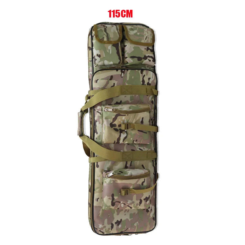 Sac de transport camouflage 115 cm pour fusil, étui tactique avec poches multiples et sangles de fixation