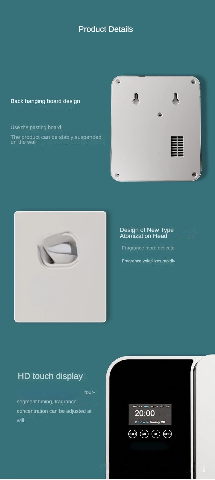 Diffuseur d'arôme d'huile essentielle de 500ml, Machine de parfum d'air de parfum de maison avec contrôle par application Bluetooth 1000cbm pour le bureau d'hôtel à domicile