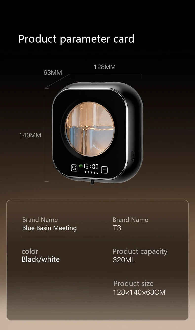 Distributeur de savon automatique mural, grande capacité, capteur Rechargeable sans contact, cuisine avec nettoyage intelligent LED