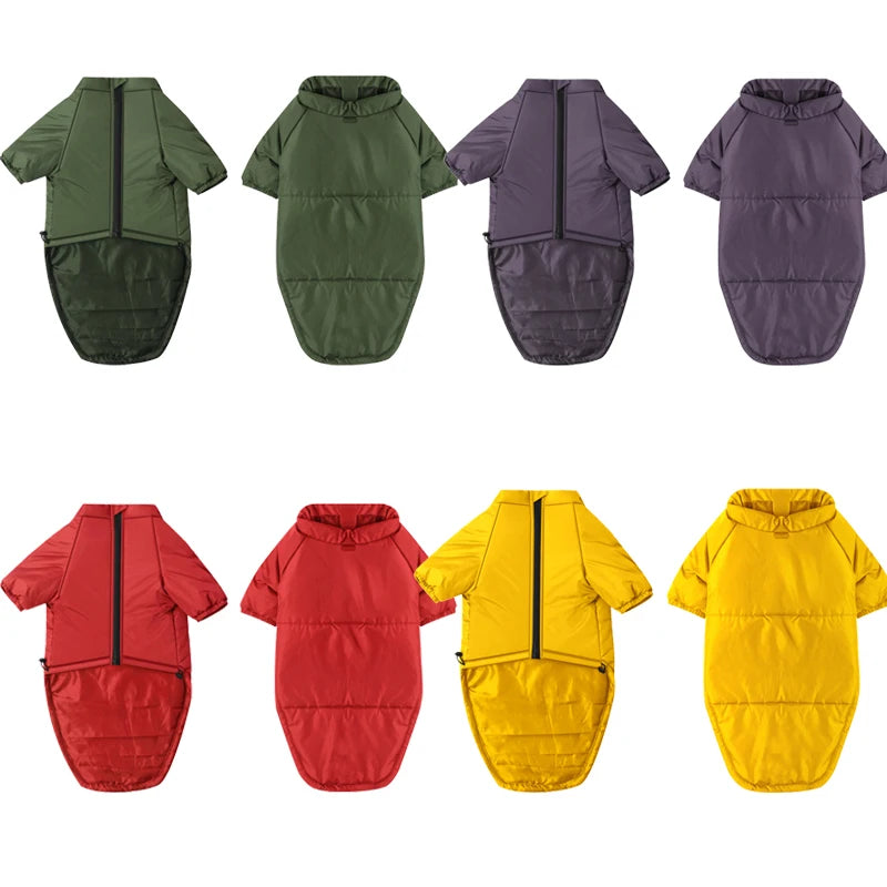 Manteaux d'hiver pour chien, imperméables et chauds, en vert, violet, rouge et jaune, idéaux pour les promenades froides