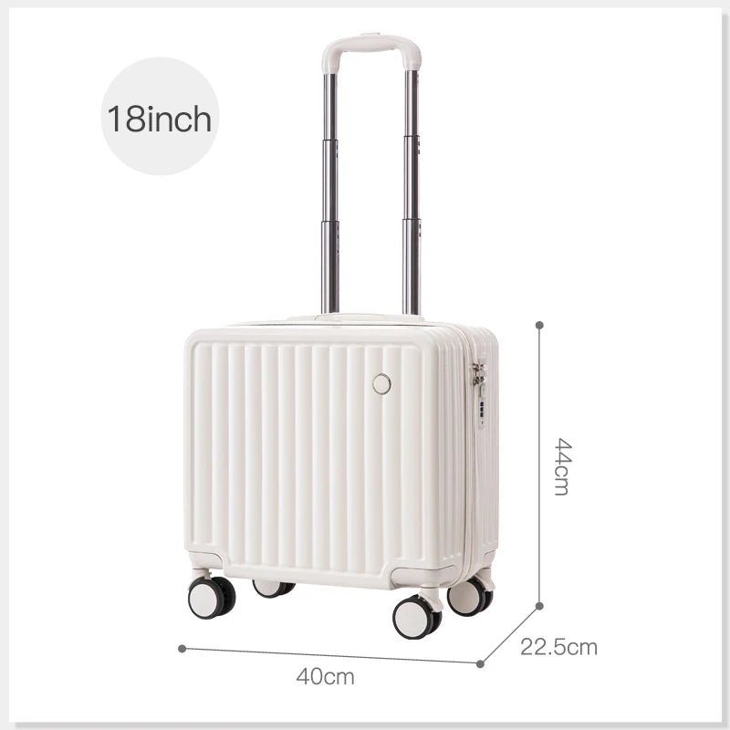 Valise de voyage de 18 pouces, jolie valise de compagnie aérienne, boîte à mot de passe, roue silencieuse, châssis léger monté universel