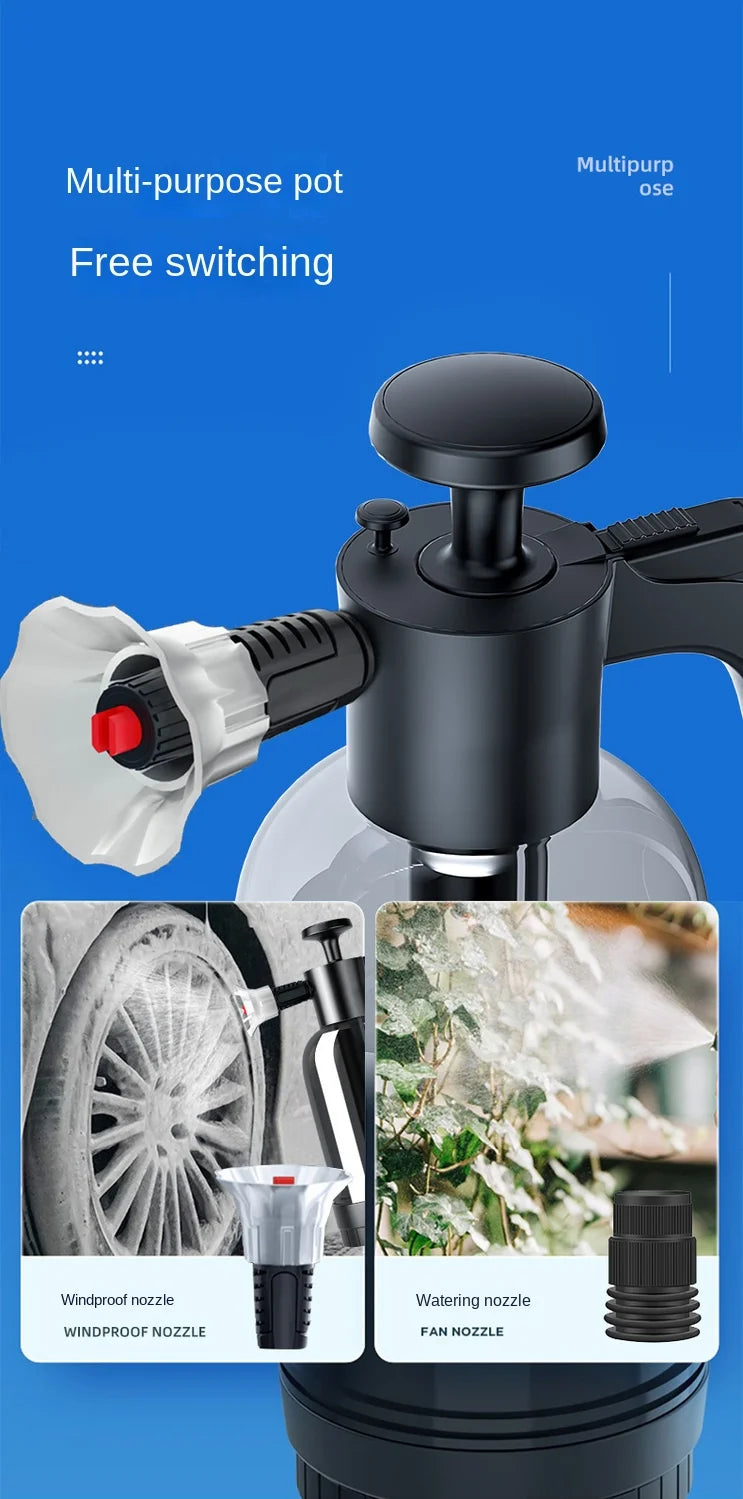 Pulvérisateur de mousse à pompe à main avec 3 types de buses, canon à mousse pneumatique à main, pulvérisateur de mousse de neige, bouteille de lavage de voiture, fenêtre de voiture, livres, 2L
