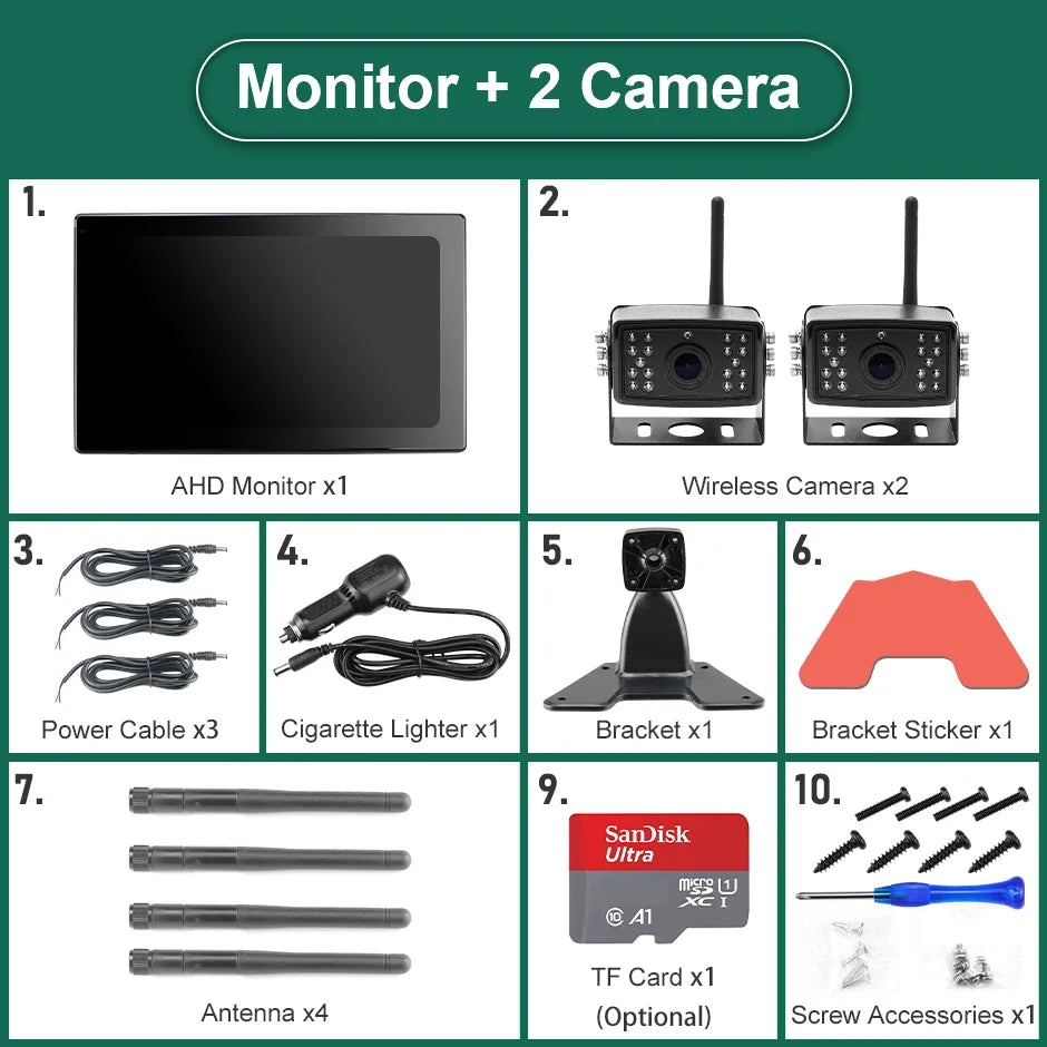 GreenYi 10 pouces AHD numérique sans fil écran tactile DVR enregistrement caméra IR WiFi 4CH moniteur de voiture pour camion/remorque/Bus/RV/SUV