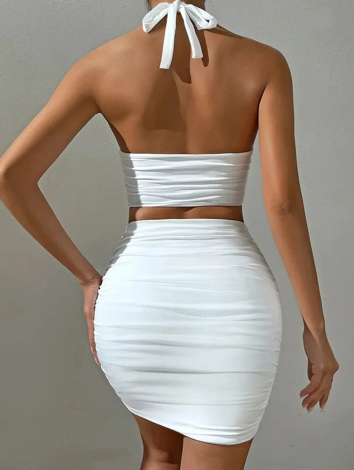 Ensemble de sacs de hanche sexy pour femmes, sans manches, col suspendu, sans bretelles, mode tempérament, gilet, nouvelle collection été
