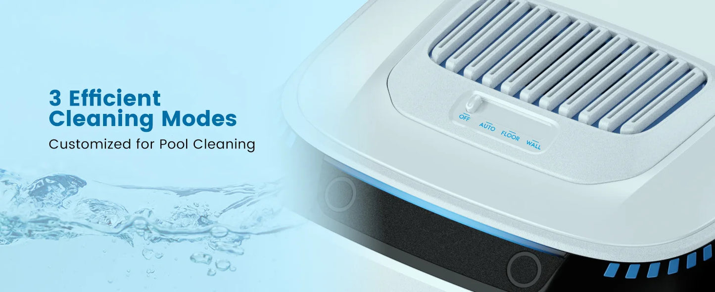 Robot nettoyeur de piscine avec 3 modes de nettoyage : auto, sol, paroi