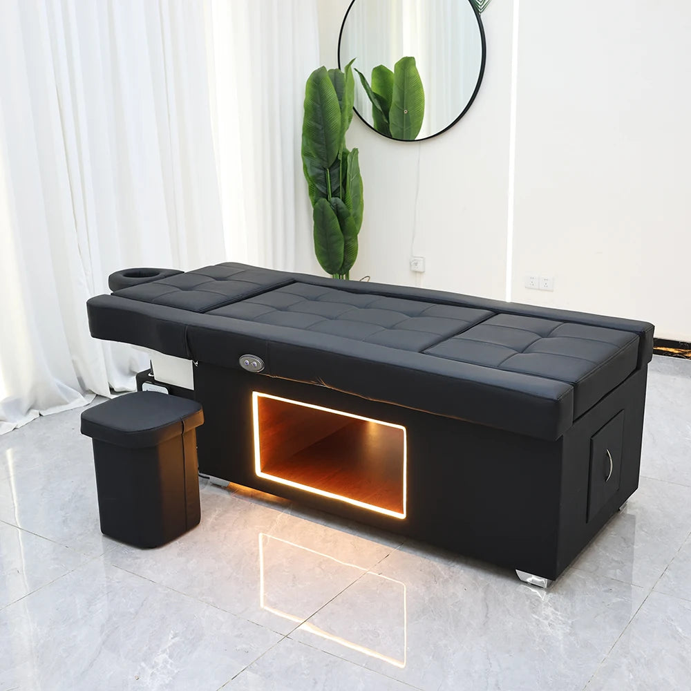 Lit de lavage de cheveux XinSheng pour salon de coiffure, table de massage thaïlandaise, mobilier commercial pour barbier avec bassin de bain de pieds