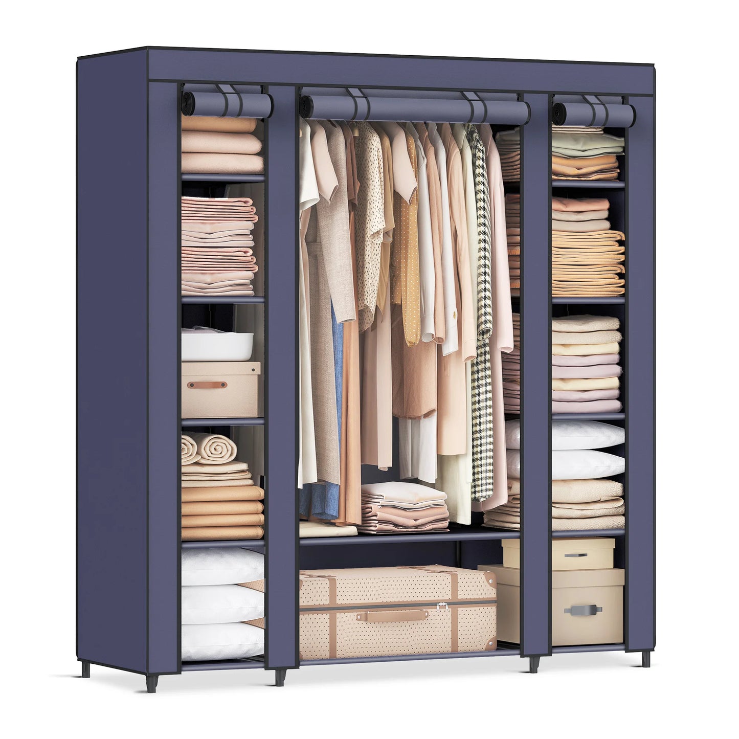 Bly GMICS-armoire de Cisco, penderie portable pour chambre à coucher, rail à vêtements avec housse en tissu non tissé, évaluation du stockage des vêtements