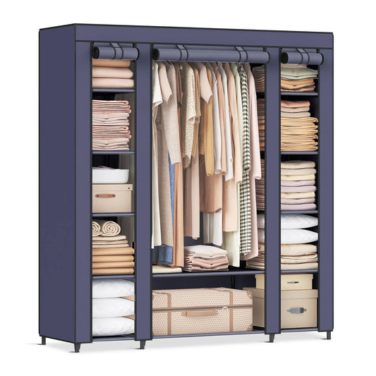 Bly GMICS-armoire de Cisco, penderie portable pour chambre à coucher, rail à vêtements avec housse en tissu non tissé, évaluation du stockage des vêtements