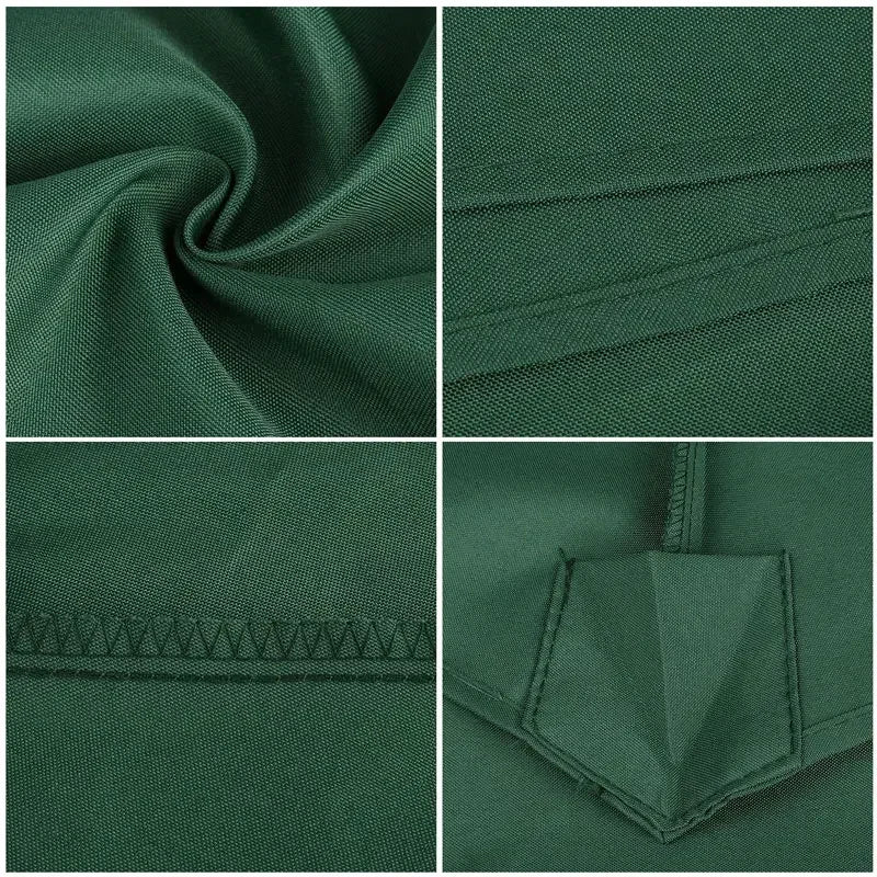 Tissu vert foncé, texture et coutures détaillées, finition soignée pour vêtement ou accessoire