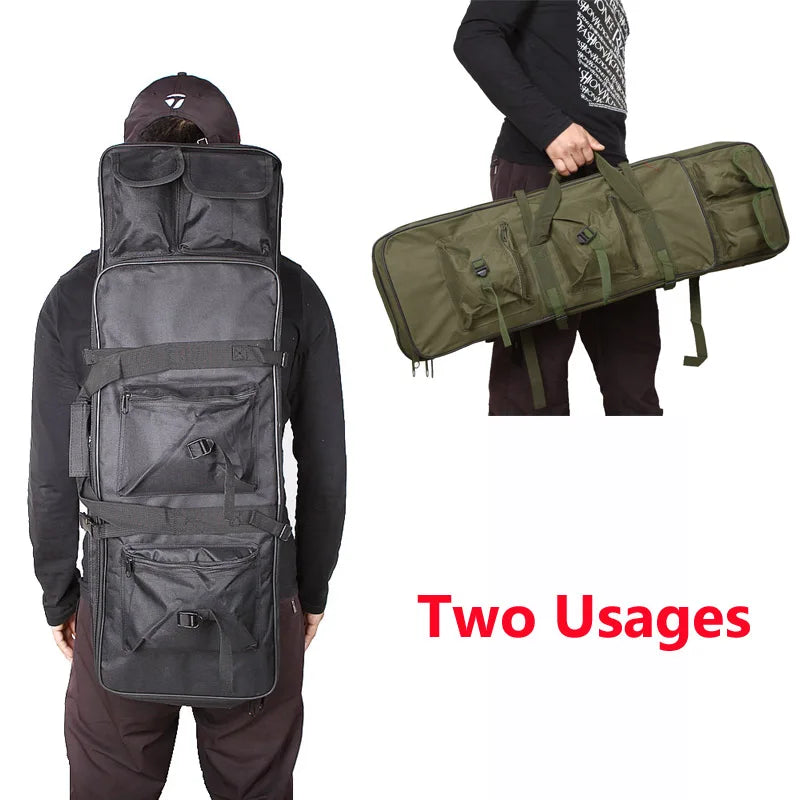 Sac à dos tactique et sac de transport pour fusil, deux usages, noir et vert olive, robuste et multifonction