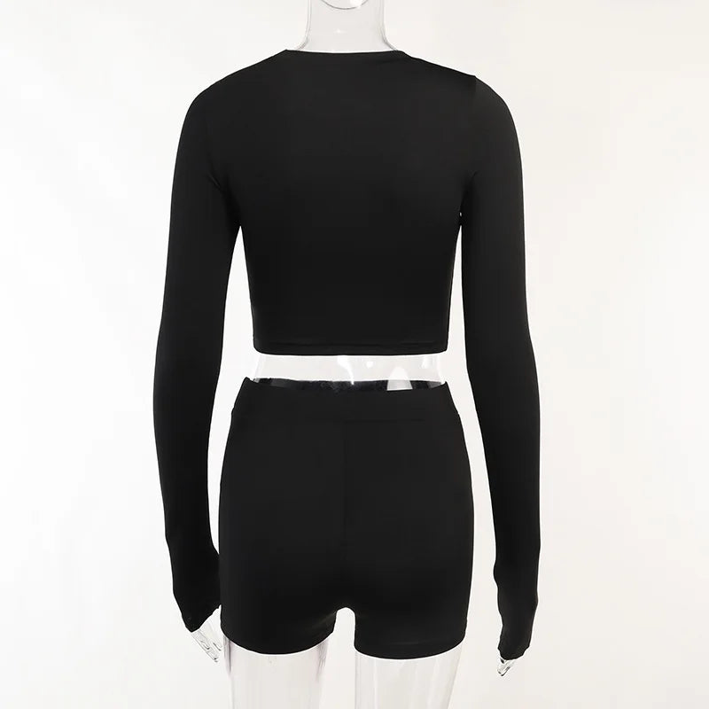 Short à manches courtes et col rond pour femme, ensemble sportif polyvalent, mode européenne et américaine, printemps et été, 3/4, 2 pièces