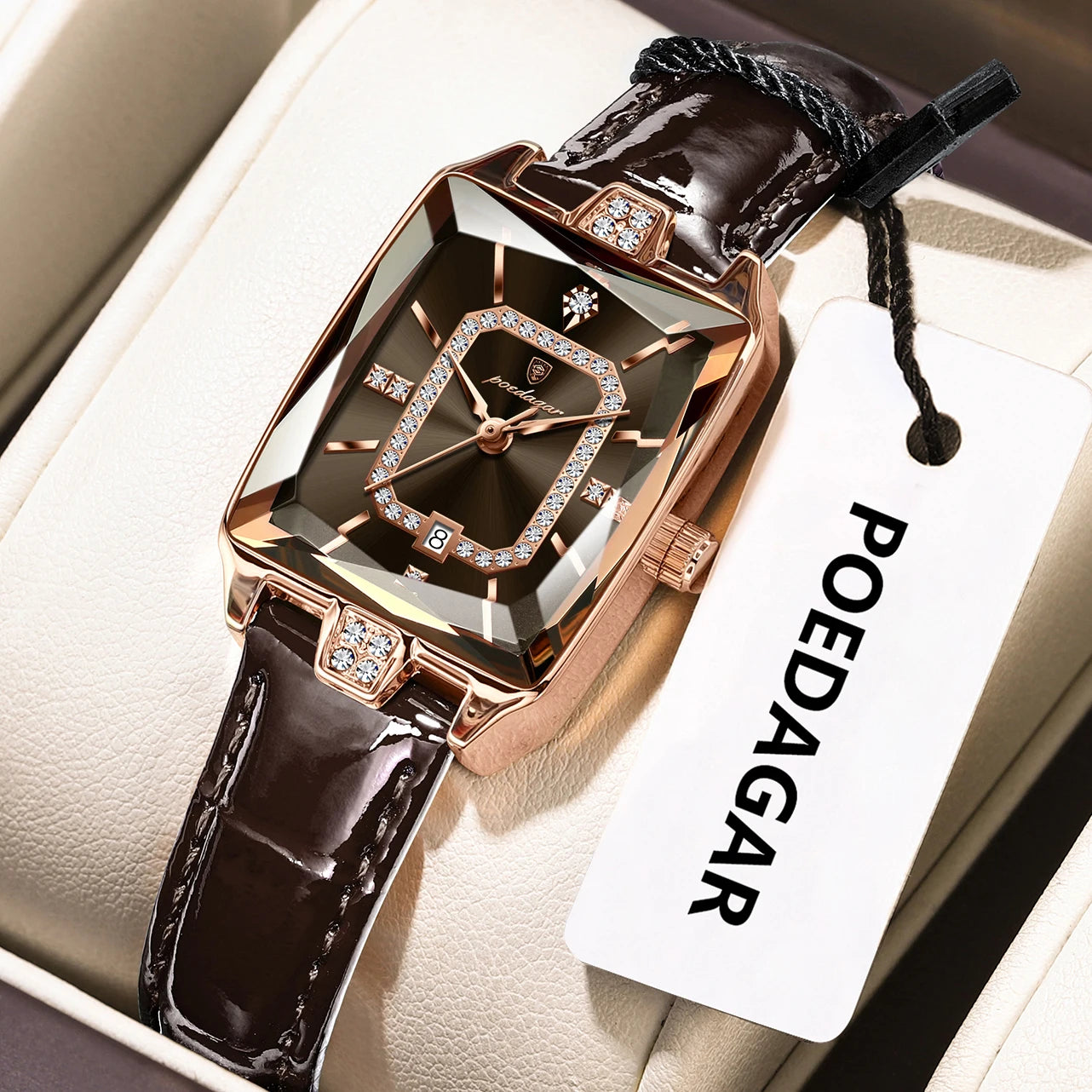 POEDAGAR Original luxe femmes montre-bracelet étanche en cuir Date femme montre élégante de haute qualité Quartz femmes montres Reloj