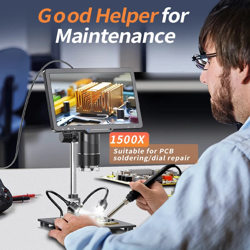 Microscope numérique HDMI 2500X, 3 objectifs 2K, caméra vidéo, écran IPS 10.1 pouces, bricolage, réparation de téléphones électroniques, outils de soudage