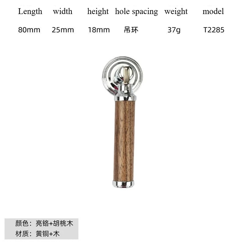 Nouvelle poignée de porte d'armoire en noyer de style chinois – Bouton rond monotrou en laiton et bois nordique en or pour tiroirs et meubles