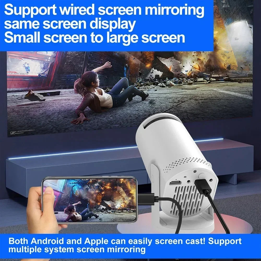 Projecteur portable pour miroir d'écran smartphone vers grand écran, compatible Android et Apple