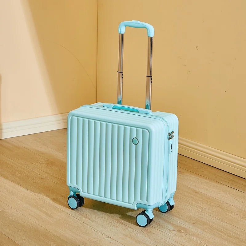 Valise de voyage de 18 pouces, jolie valise de compagnie aérienne, boîte à mot de passe, roue silencieuse, châssis léger monté universel