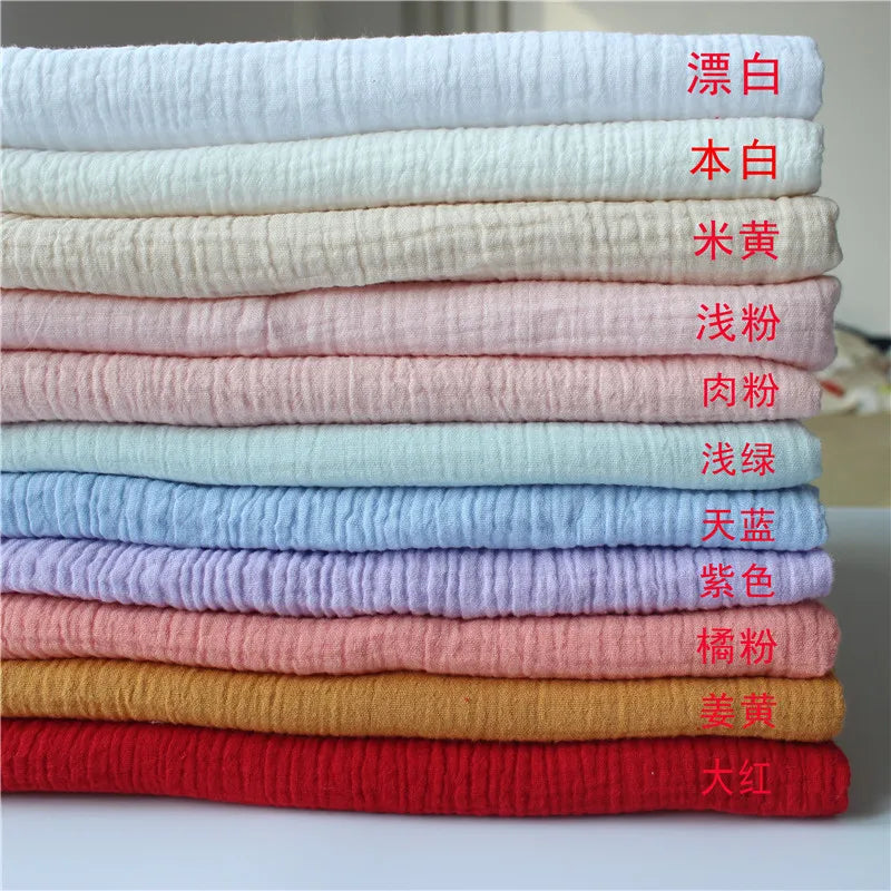 Tissu drapé en coton et lin, 100x135cm, Double gaze, crêpe, vêtements pour bébé, jupe pour dames, vêtements de nuit